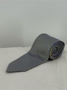 Michael Kors Checkered Silk- Tie in Blue and Gold NWOT
